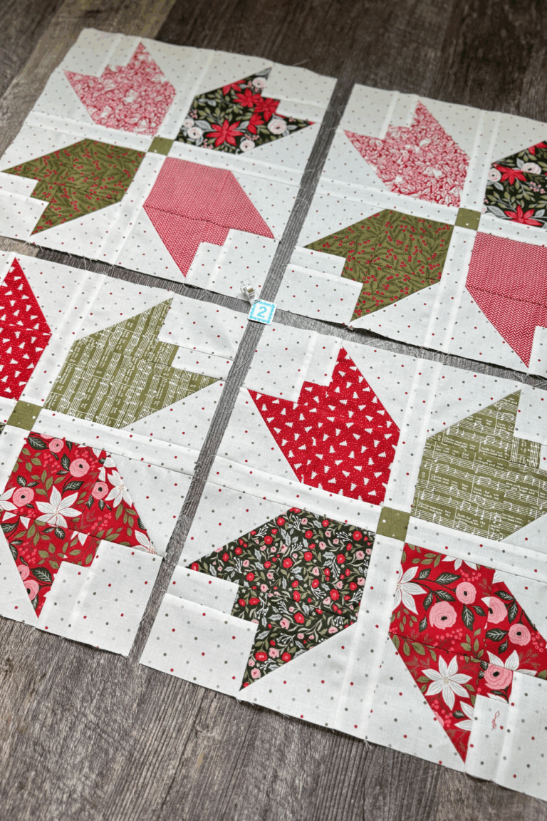 Stylized shot of the four Holly Berry blocks laid out.