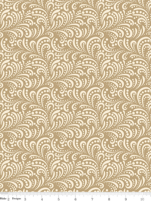 Morning Latte Swirls Camel by Sandy Gervais for Riley Blake Designs — 100% cotton quilting fabric, 43/44" wide.