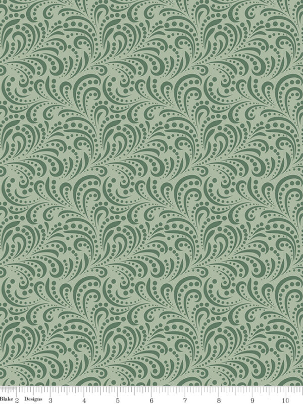 Morning Latte Swirls Green by Sandy Gervais for Riley Blake Designs — 100% cotton quilting fabric, 43/44" wide.