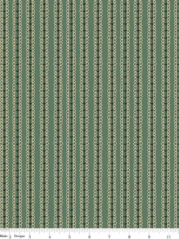 Morning Latte Stripes Green by Sandy Gervais for Riley Blake Designs — 100% cotton quilting fabric, 43/44" wide.