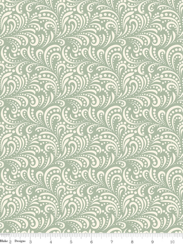 Morning Latte Swirls Aloe by Sandy Gervais for Riley Blake Designs — 100% cotton quilting fabric, 43/44" wide.