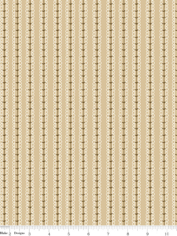 Morning Latte Stripes Camel by Sandy Gervais for Riley Blake Designs — 100% cotton quilting fabric, 43/44" wide.