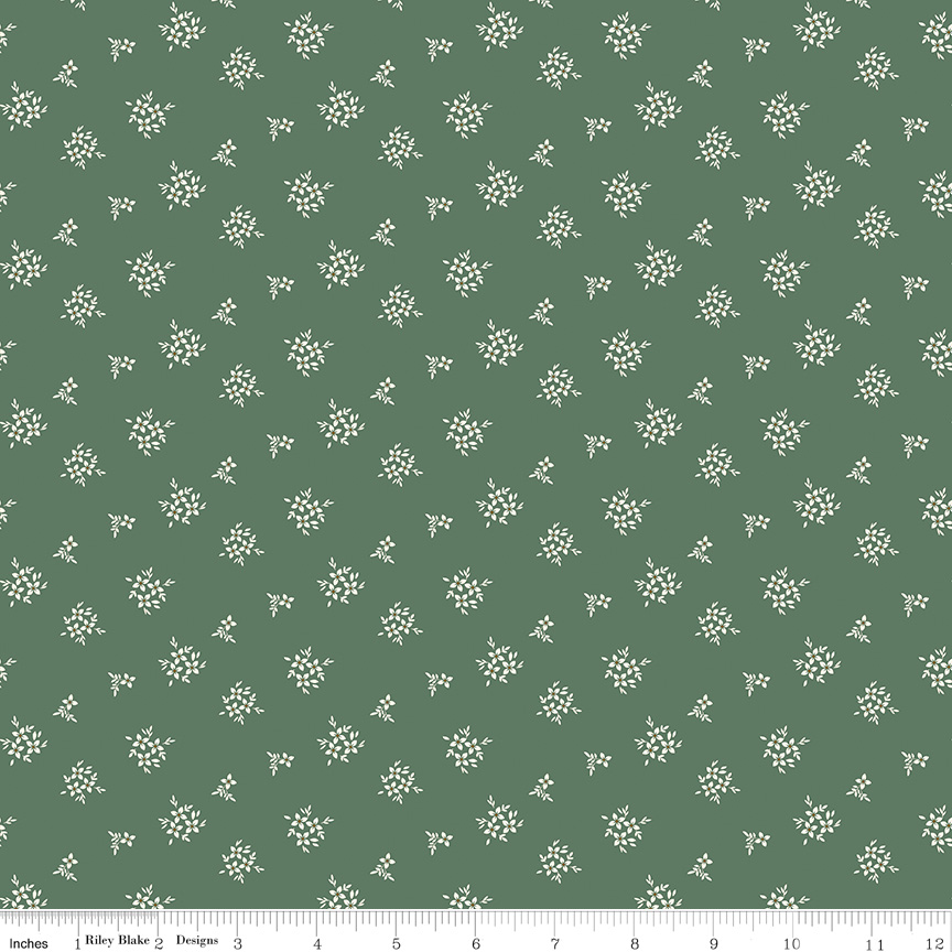 Morning Latte Ditzy Green by Sandy Gervais for Riley Blake Designs — 100% cotton quilting fabric, 43/44" wide.