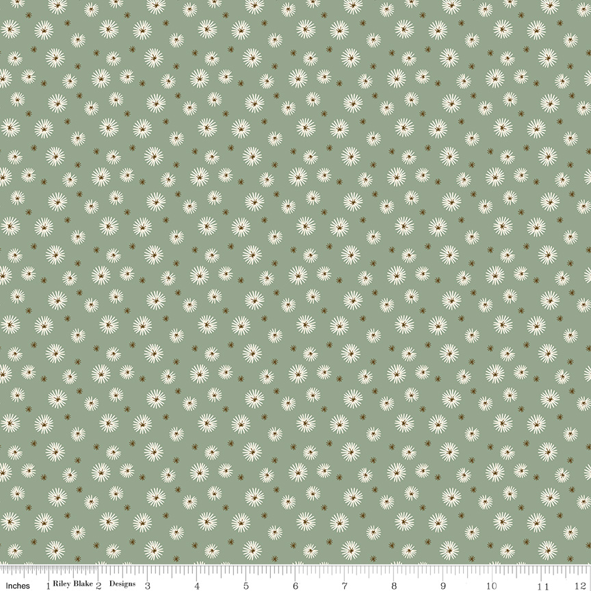 Morning Latte Seedpods Aloe by Sandy Gervais for Riley Blake Designs — 100% cotton quilting fabric, 43/44" wide.
