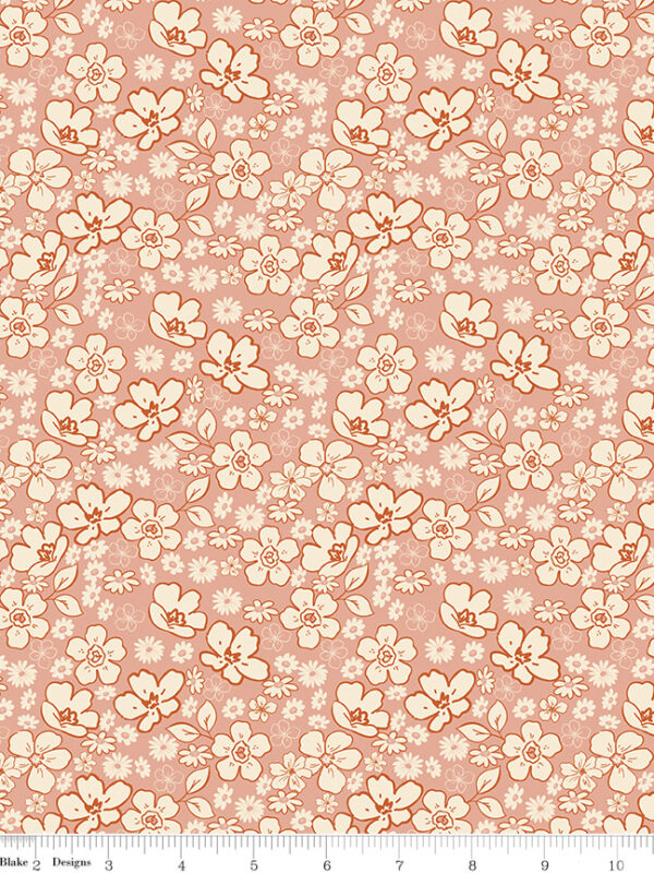 Morning Latte Tonal Floral Pink by Sandy Gervais for Riley Blake Designs — 100% cotton quilting fabric, 43/44" wide.