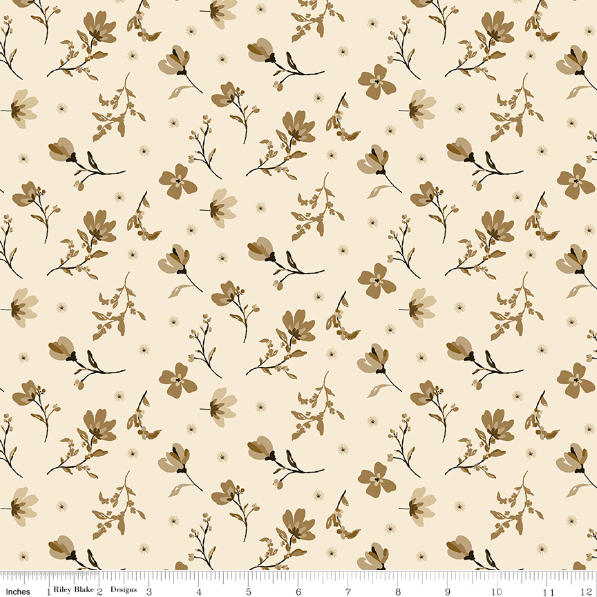 Morning Latte Floral Latte by Sandy Gervais for Riley Blake Designs — 100% cotton quilting fabric, 43/44" wide.