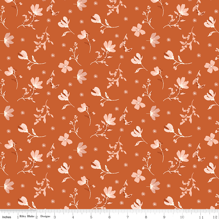 Morning Latte Floral Spice by Sandy Gervais for Riley Blake Designs — 100% cotton quilting fabric, 43/44" wide.