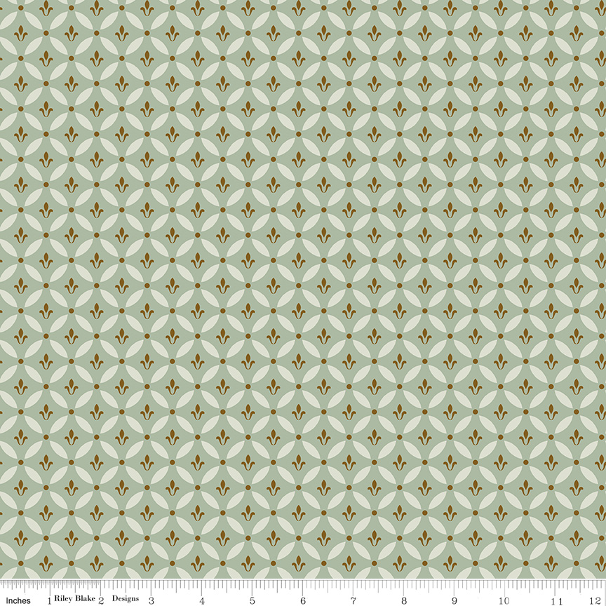 Morning Latte Tile Aloe by Sandy Gervais for Riley Blake Designs — 100% cotton quilting fabric, 43/44" wide.