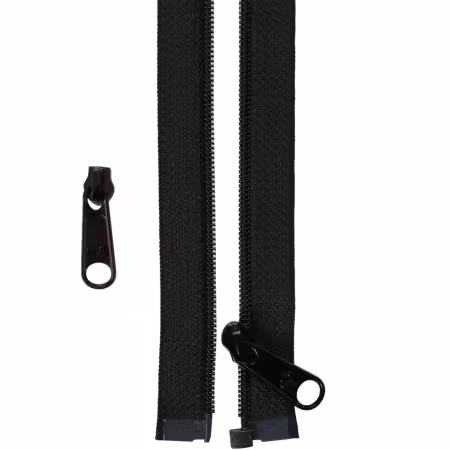 ByAnnie 50" Separating Zipper with Extra Slide in Black, YKK #4.5 nylon coil zipper for coats, garments, and bags.