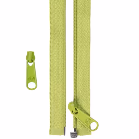 ByAnnie 50" Separating Zipper with Extra Slide in Apple Green, YKK #4.5 nylon coil zipper for coats, garments, and bags.