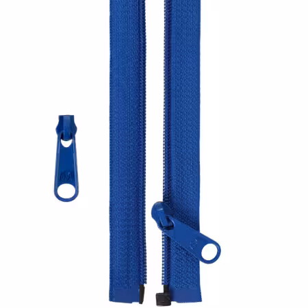 ByAnnie 50" Separating Zipper with Extra Slide in Blastoff Blue, YKK #4.5 nylon coil zipper for coats, garments, and bags.
