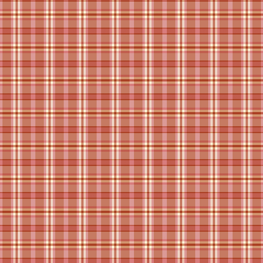A Spoonful of Sugar Plaid Poppins Apricot fabric by Jennifer Long, multicolored plaid quilting cotton from Riley Blake Designs.