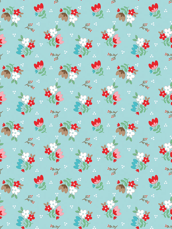 Whimsical Woodland Floral Aqua fabric by Tasha Noel for Riley Blake Designs