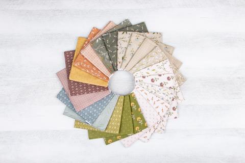 Threads of Grace Fat Quarter Bundle by Kassidy Grace for Riley Blake Designs, set of 21 coordinated quilting cotton prints.