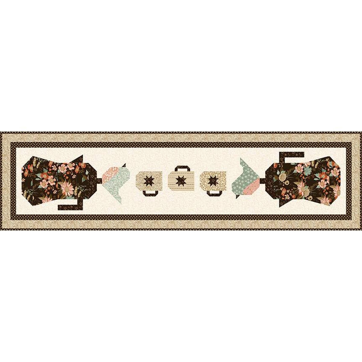 Morning Latte Runner quilt kit. Includes fabrics for quilt top and binding