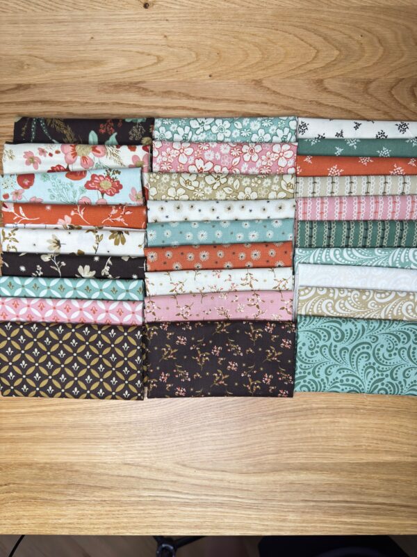 Morning Latte Fat Eighth Bundle by Sandy Gervais for Riley Blake Designs, 28-piece set of 9" x 21" 100% cotton quilting fabrics in warm neutral hues.