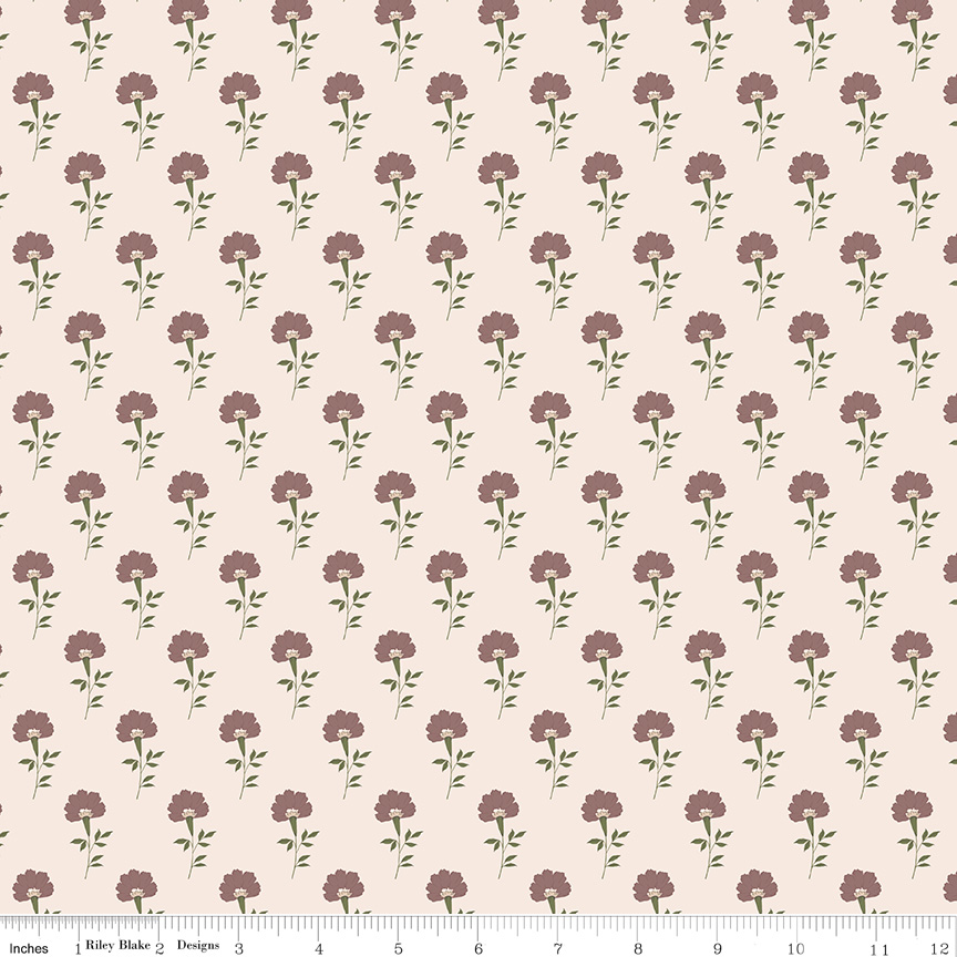 Threads of Grace Main Flora Latte fabric by Kassidy Grace for Riley Blake Designs, 100% cotton quilting fabric from the Threads of Grace collection.