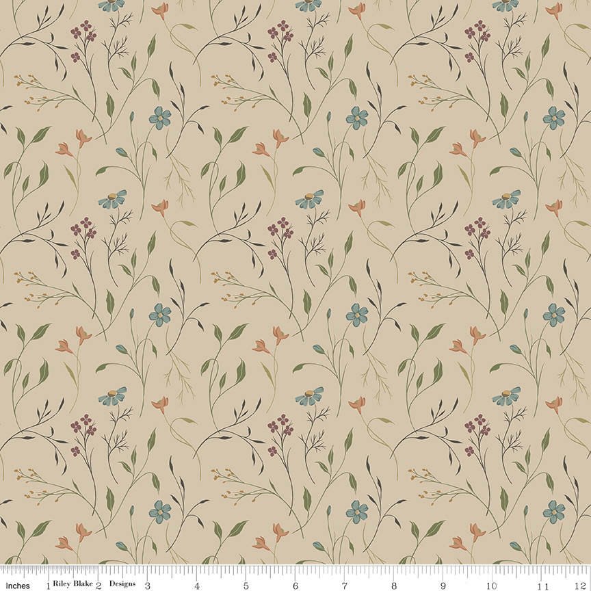 Threads of Grace Main Taupe fabric by Kassidy Grace for Riley Blake Designs, 100% cotton quilting fabric from the Threads of Grace collection.