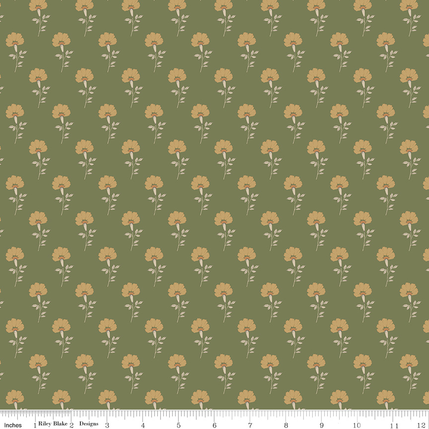 Threads of Grace Main Flora Green fabric by Kassidy Grace for Riley Blake Designs, 100% cotton quilting fabric from the Threads of Grace collection.