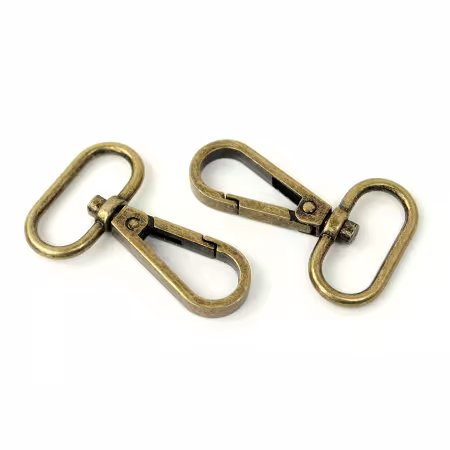 Yellow 1 inch metal swivel hooks for bag making, set of two swivel strap hooks.