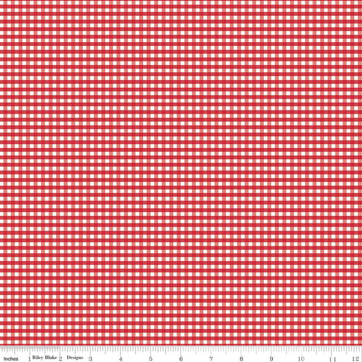 1/8 Inch Small Gingham Red