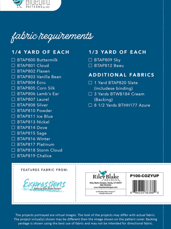 P100-COZYUP-BackCover-150dpi Bluebird Patterns Cozy Up Quilt Pattern