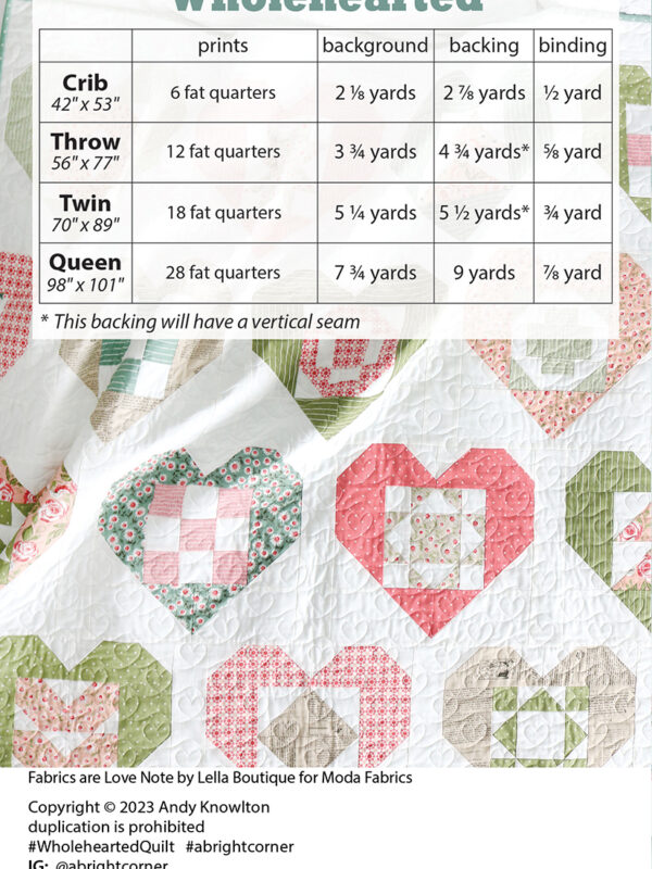 A Bright Corner Wholehearted Quilt Pattern