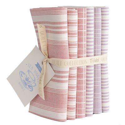 Tilda Woven Tea Towel FQB - Red Plum
