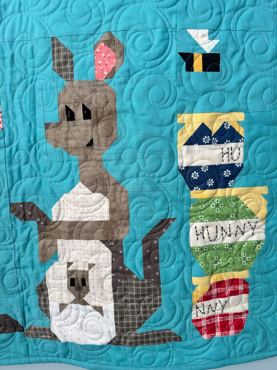 Kanga and Roo Block with stack of honey pots