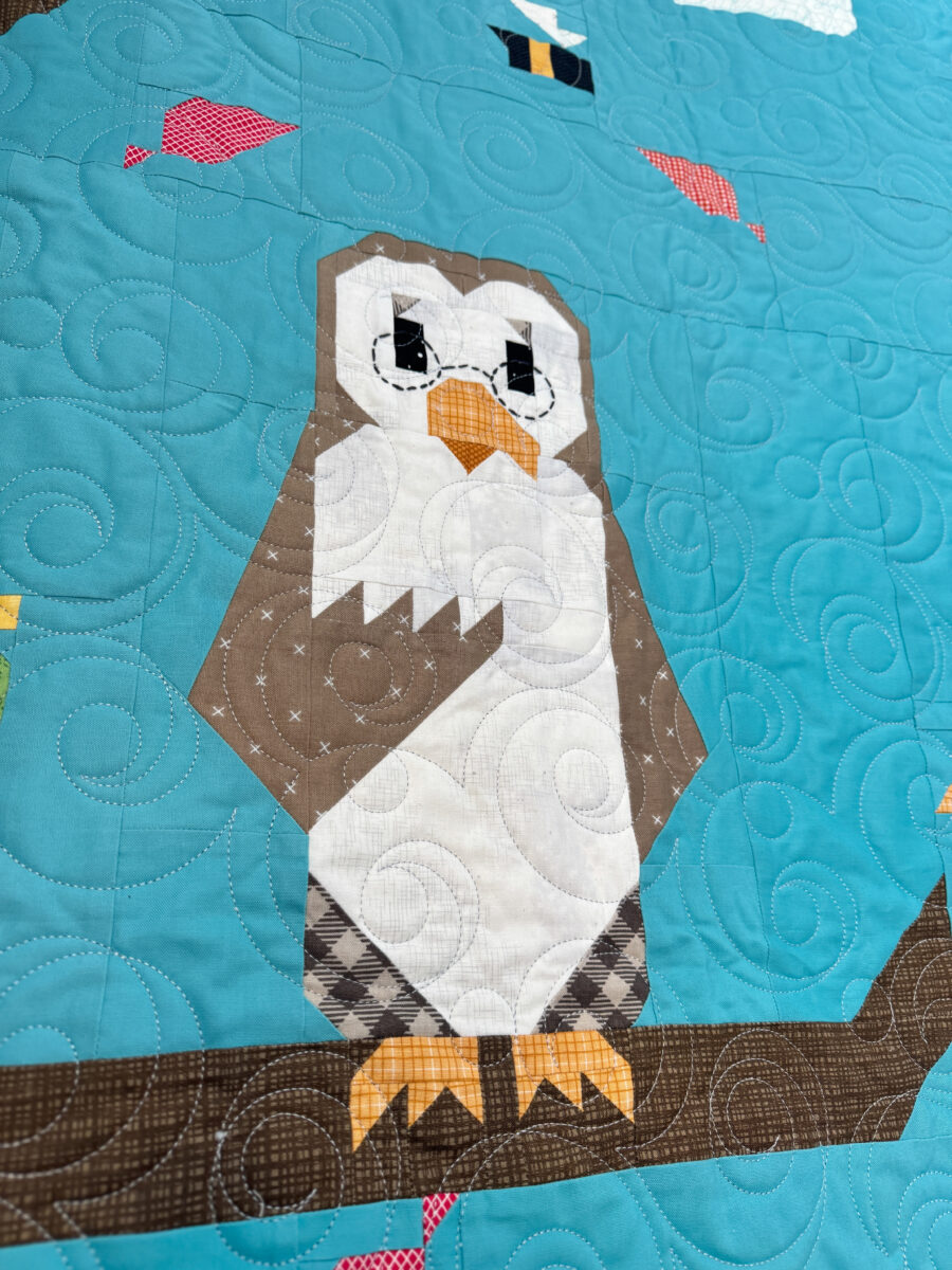 Owl block of the smaller 100 Acre Wood quilt