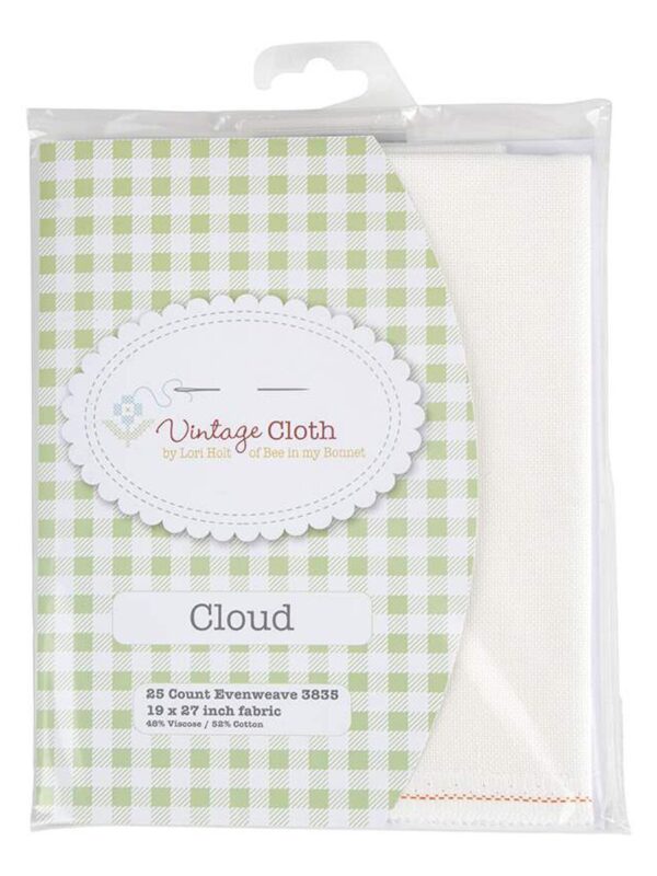 Vintage Cloth Cloud 25 count evenweave fabric by Lori Holt of Bee in my Bonnet, size 19 x 27 inches.