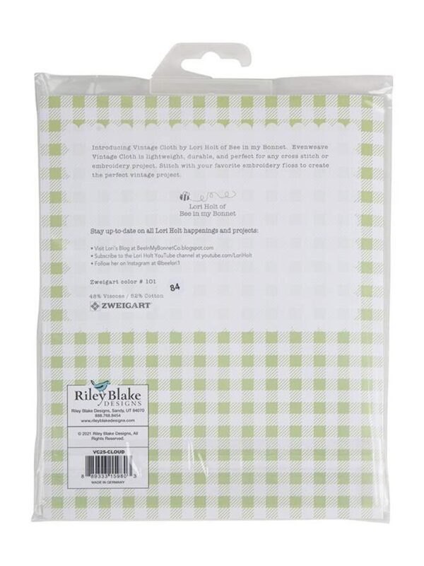 Vintage Cloth Cloud 25 count evenweave fabric by Lori Holt of Bee in my Bonnet, size 19 x 27 inches.