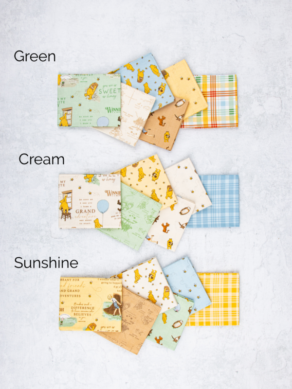 Winnie the Pooh Petite Fat Quarter Bundles by Echo Park for Riley Blake Designs, featuring curated colorway selections.