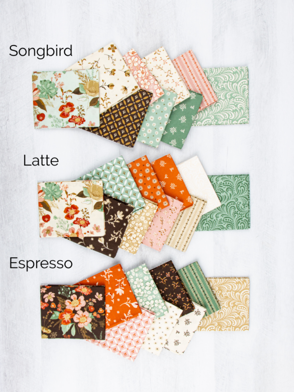 Morning Latte Petite Fat Quarter Bundles by Sandy Gervais for Riley Blake Designs, featuring curated colorway selections.
