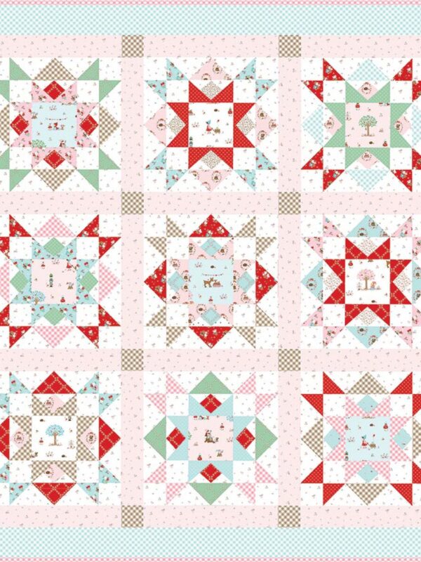 Whimsical Woodland Joyful 2 Quilt Kit by Tasha Noel, including pattern and fabrics for the quilt top and binding.