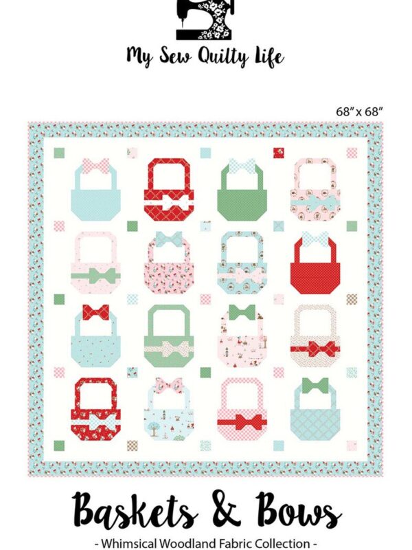Whimsical Woodland Baskets & Bows Quilt Kit featuring Tasha Noel fabrics and the Baskets & Bows pattern by My Sew Quilty Life.