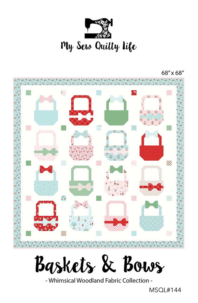 Whimsical Woodland Baskets & Bows Quilt Kit featuring Tasha Noel fabrics and the Baskets & Bows pattern by My Sew Quilty Life.