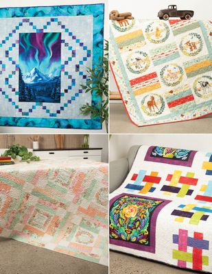 Panel Mashup! quilting book featuring 20 creative quilt patterns designed for fabric panels by Gudrun Erla and Doug Leko.