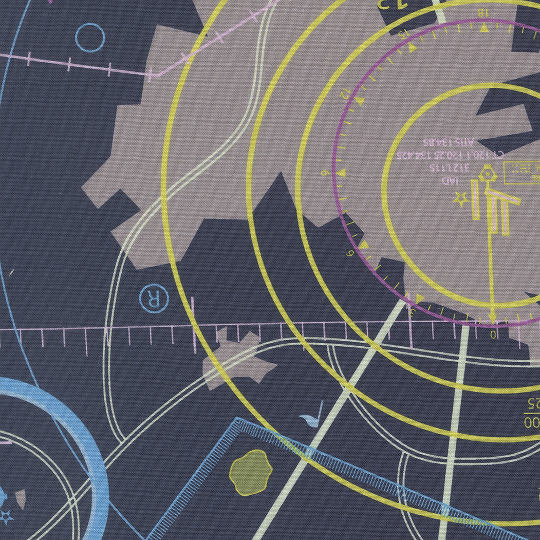 High Flight Map Print on Navy