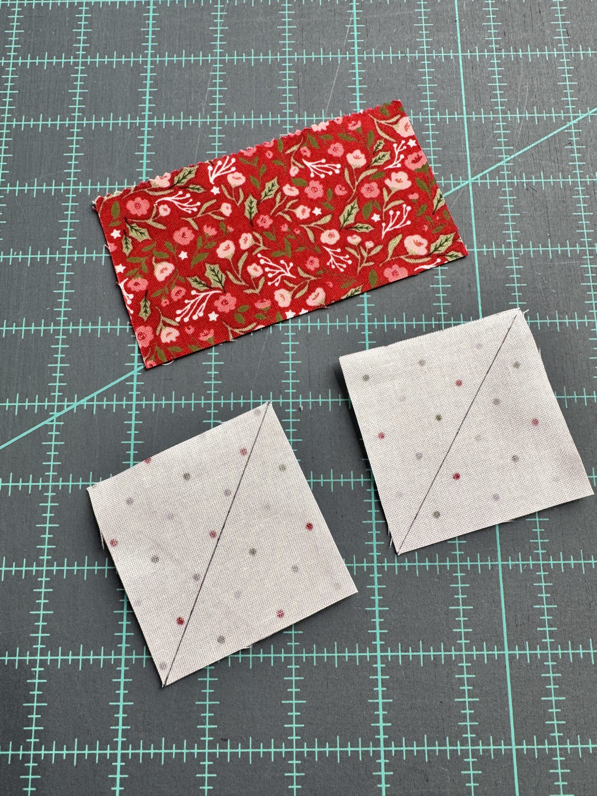 drawing diagonal lines on squares for stitch and flip flying geese