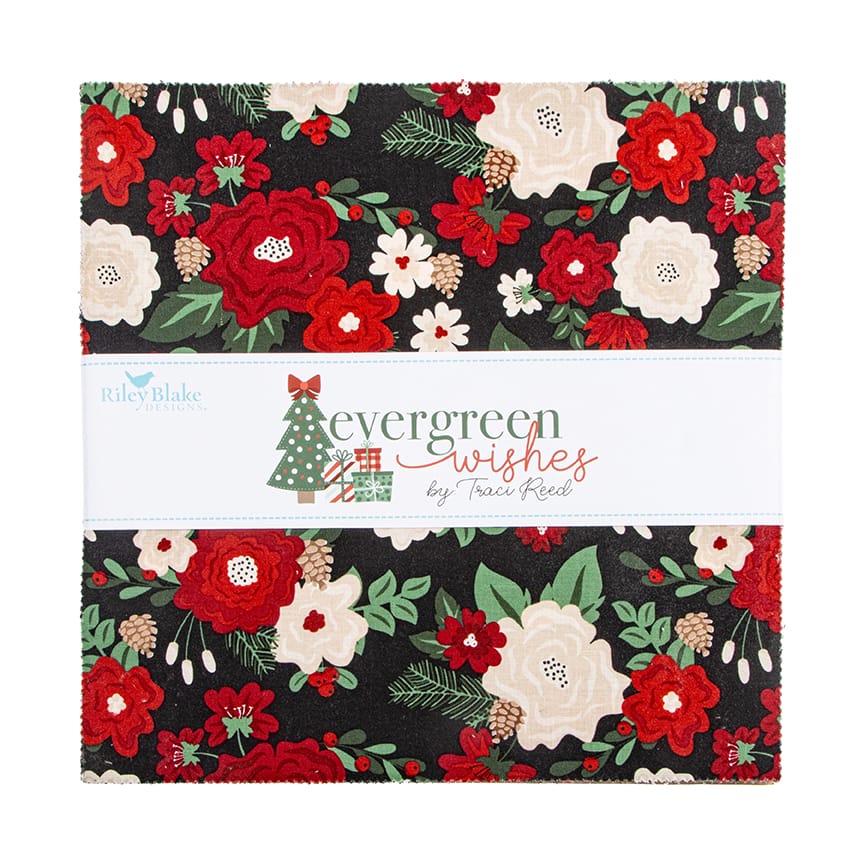 10 inch stacker of Evergreen Wishes by Traci Reed for Riley Blake