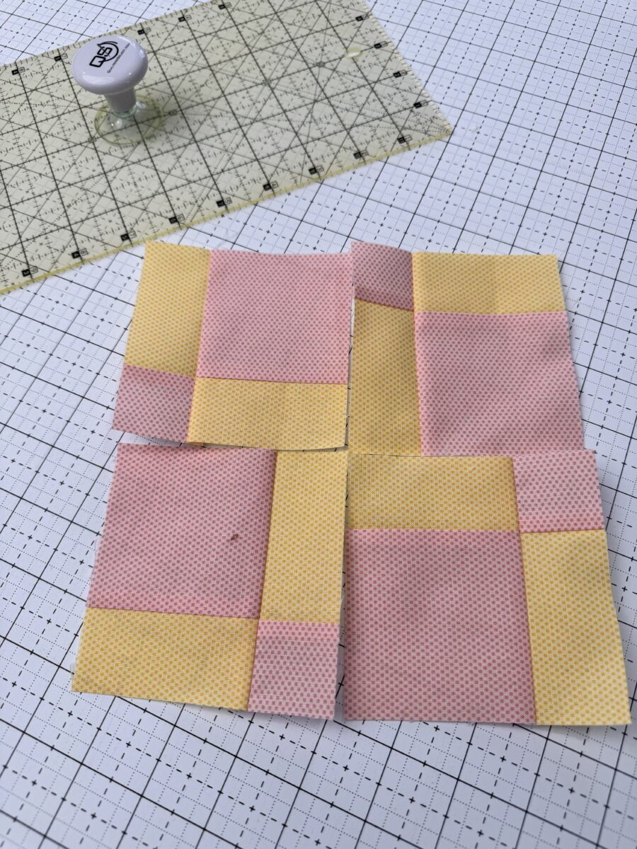 variation of 9 patch quilt block by alternating each piece