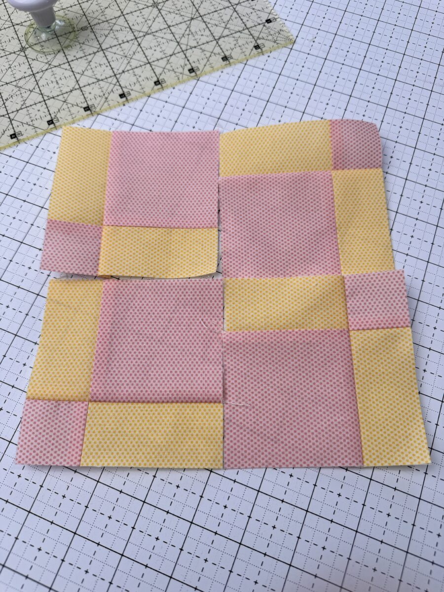 variation of 9 patch quilt block by alternating each piece
