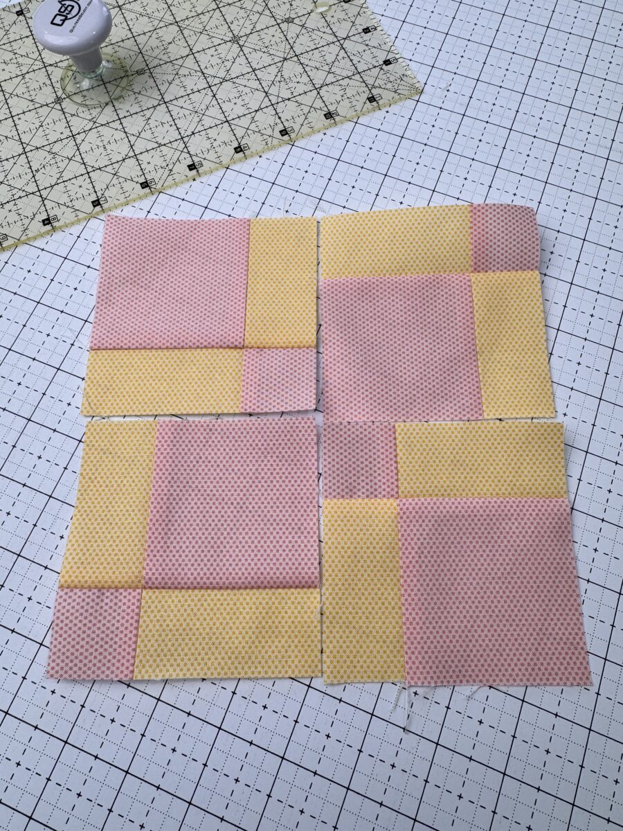 variation of 9 patch quilt block by alternating each piece