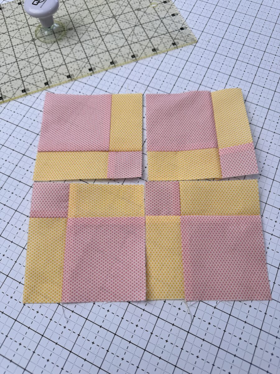 variation of 9 patch quilt block by alternating each piece