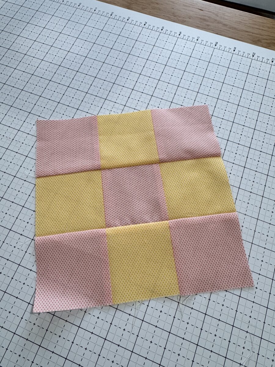 A nine patch quilt block