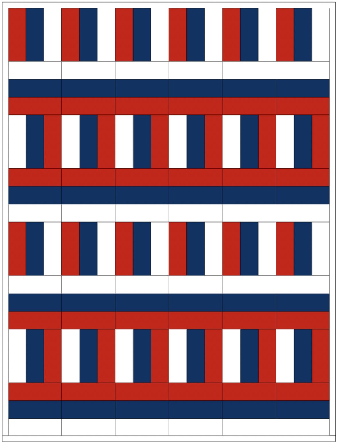 rail fence quilt layout with rows alternating between horizontal and vertical strip orientation