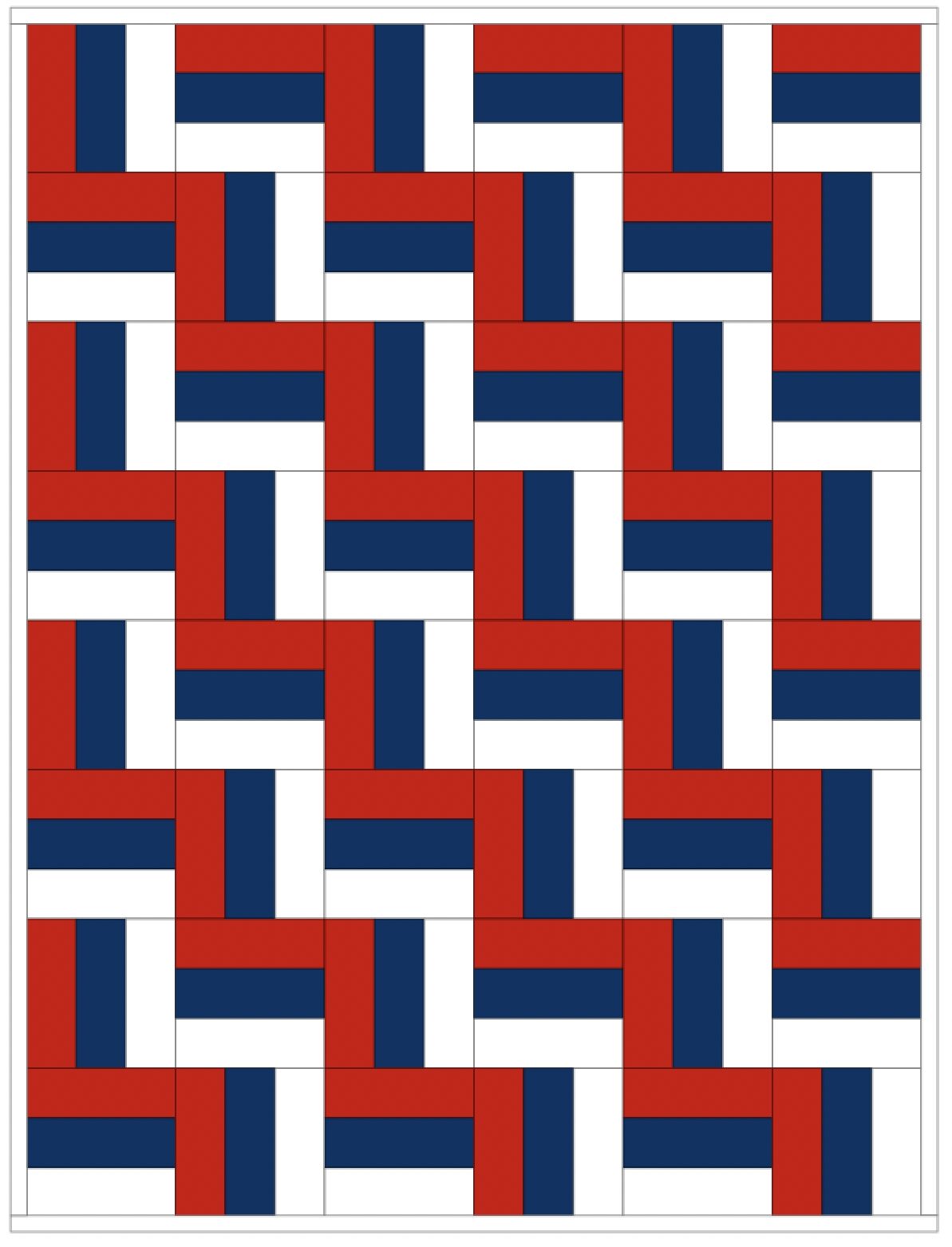 rail fence quilt layout arranged to form diagonal zigzag lines across the quilt top