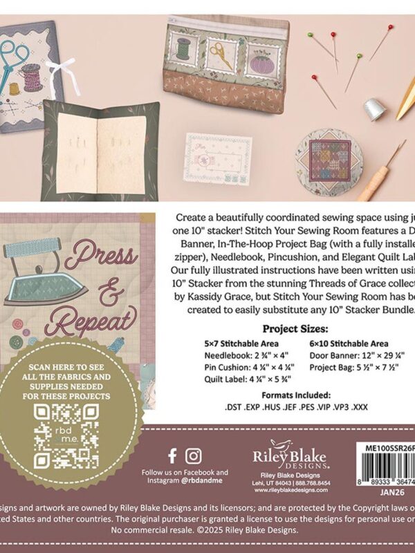Stitch Your Sewing Room machine embroidery USB by Riley Blake Designs embroidery design collection