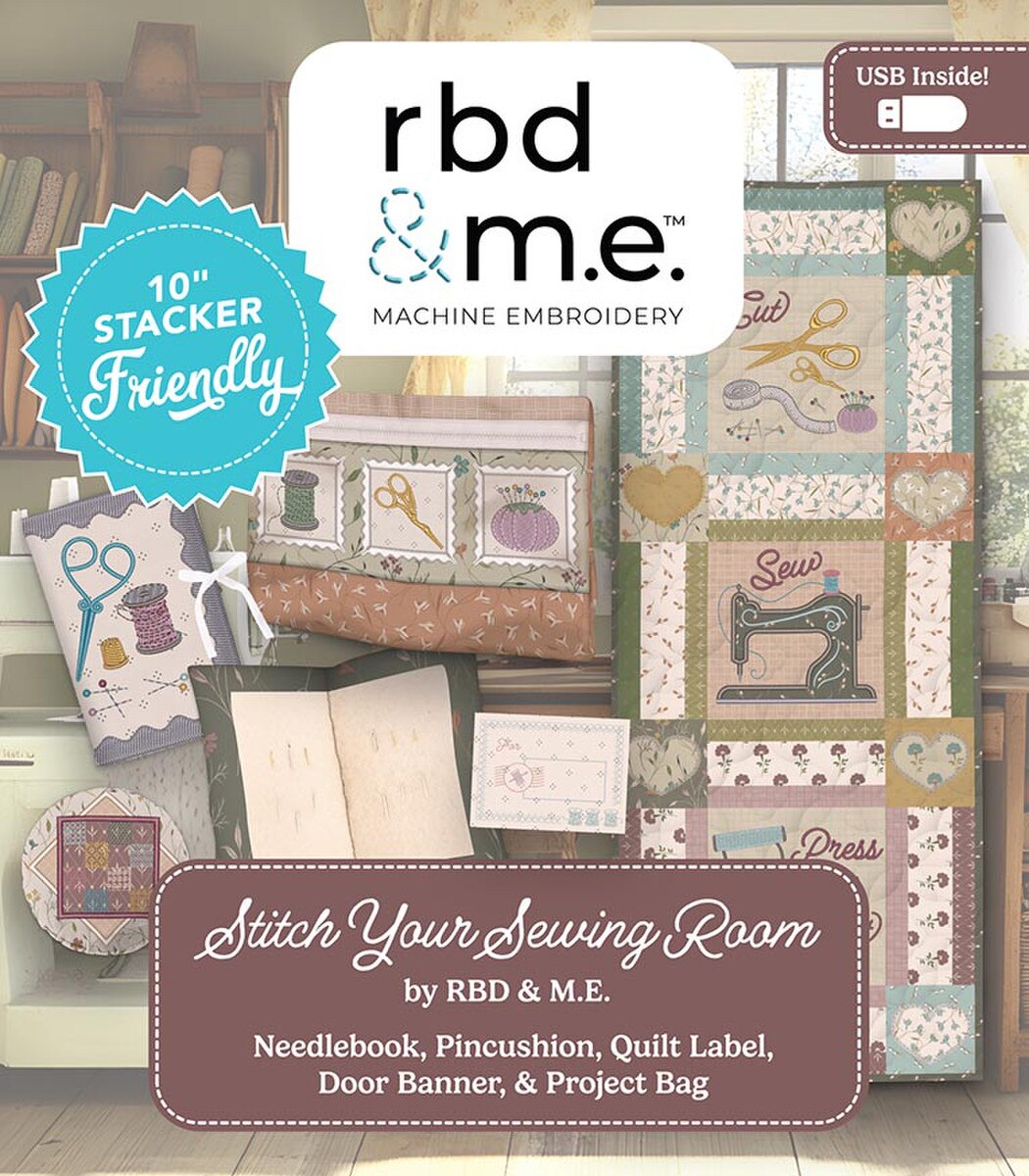 Stitch Your Sewing Room machine embroidery USB by Riley Blake Designs embroidery design collection